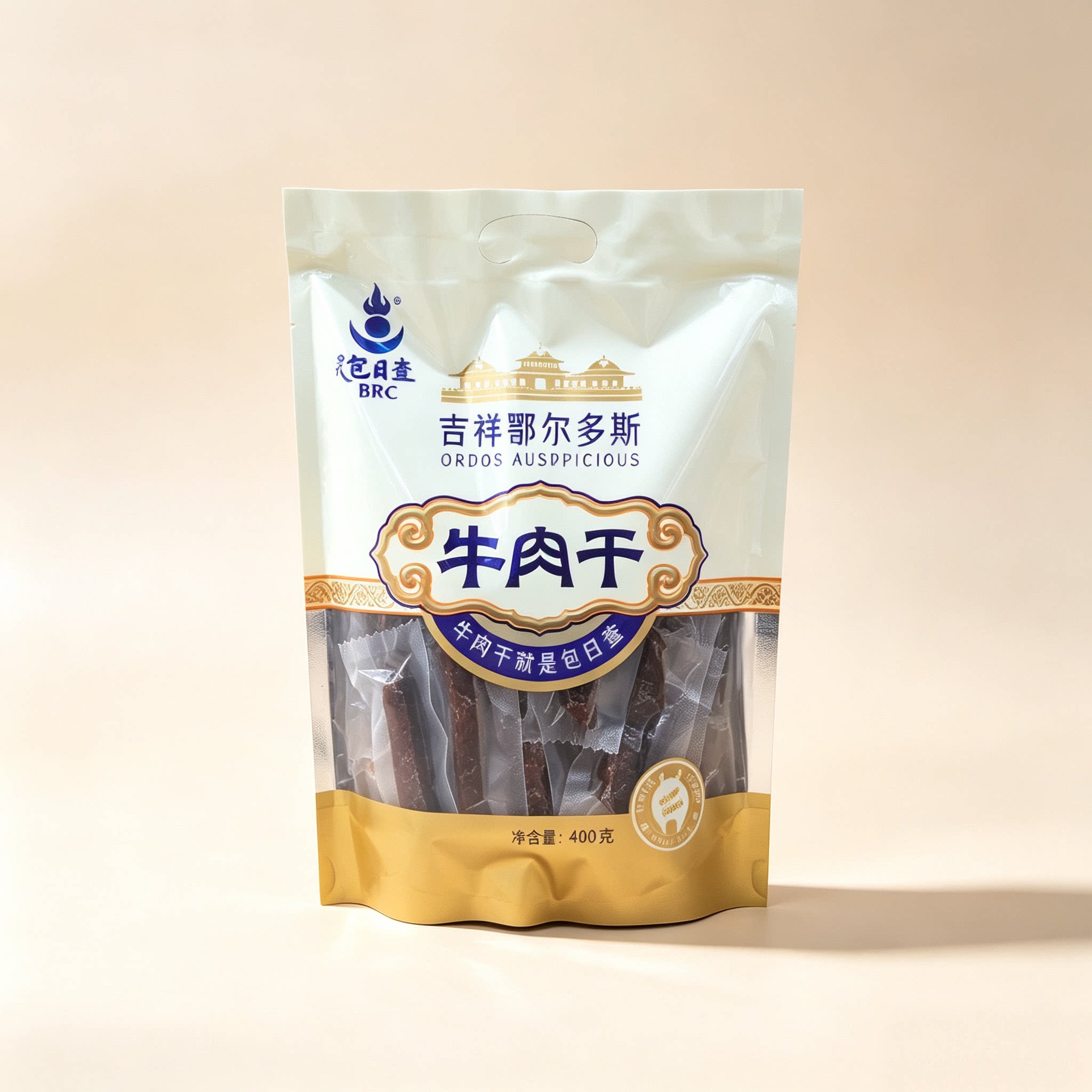 一包包邮包日查吉祥鄂尔多斯内蒙古风干牛肉干肉干袋装400g