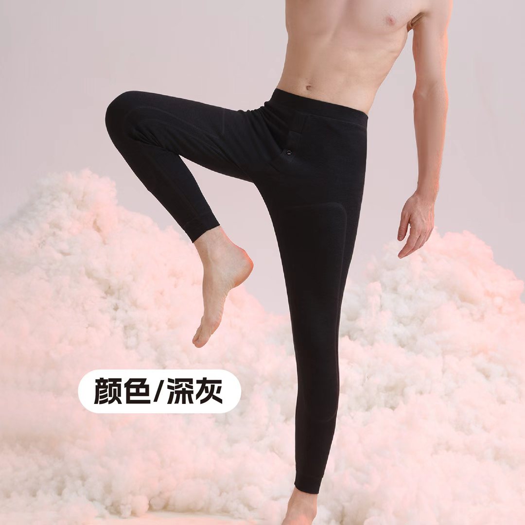 唯朵娅男士新棉裤冬季加厚加绒羽绒蚕丝护膝高腰保暖打底裤600克