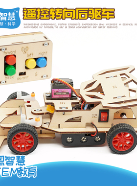 一等奖科技小制作遥控转向车中小学生科学手工拼装模型STEM材料包