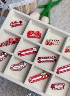 红色系宠物发夹小狗bb夹鼻梁夹碎毛夹百搭色不锈钢方夹约克夏西施