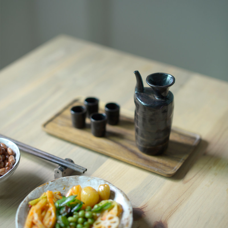 梅花落手工小酌酒具一壶四杯岩陶分酒器酒杯白酒一口杯家用送礼