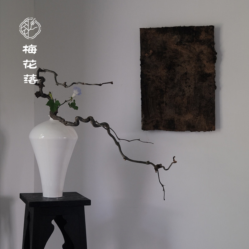 梅花落白瓷花瓶插花梅瓶纯色素瓶落地花瓶陶艺花器摆件魏海龙手作
