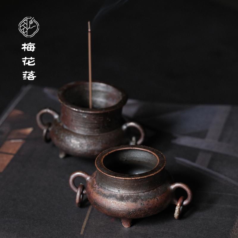 梅花落柴烧三足鼎香炉