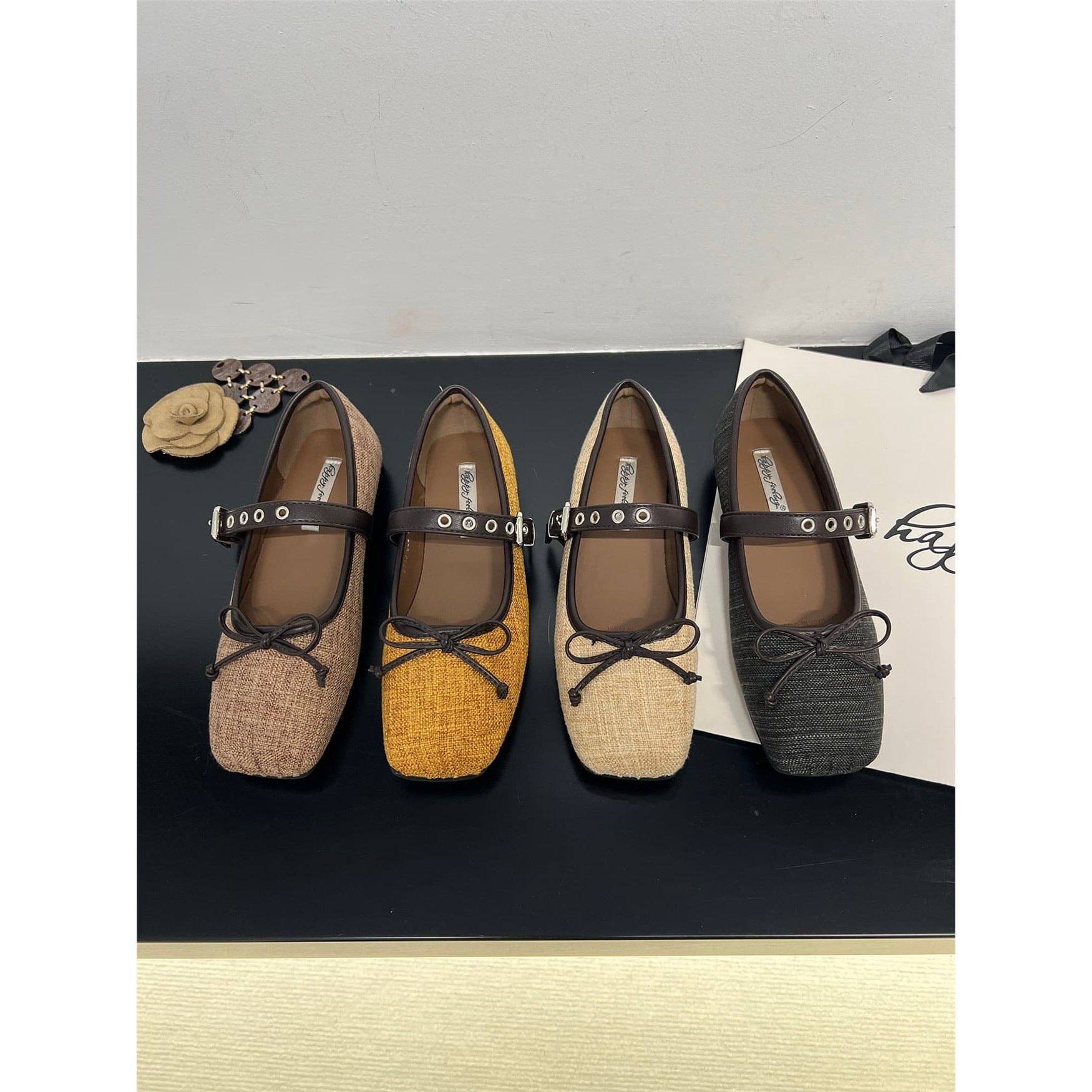 复古方头浅口单鞋蝴蝶结一字扣带平底鞋百搭舒适女鞋气质奶奶鞋子,女鞋,浅口单鞋,淘宝优惠券,粉丝福利购,淘宝优惠卷