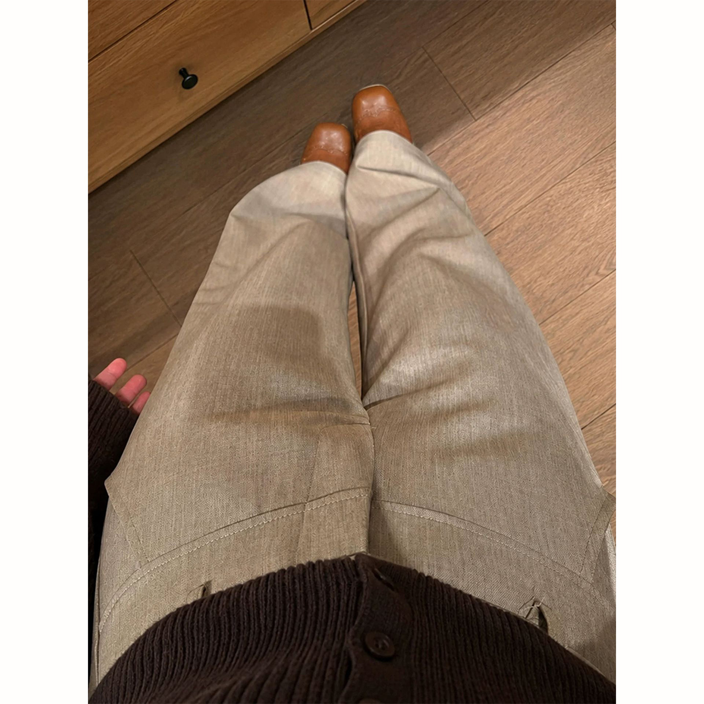 Bonheur韩系复古西装裤女雅痞老钱风休闲裤高腰显瘦拖地阔腿裤