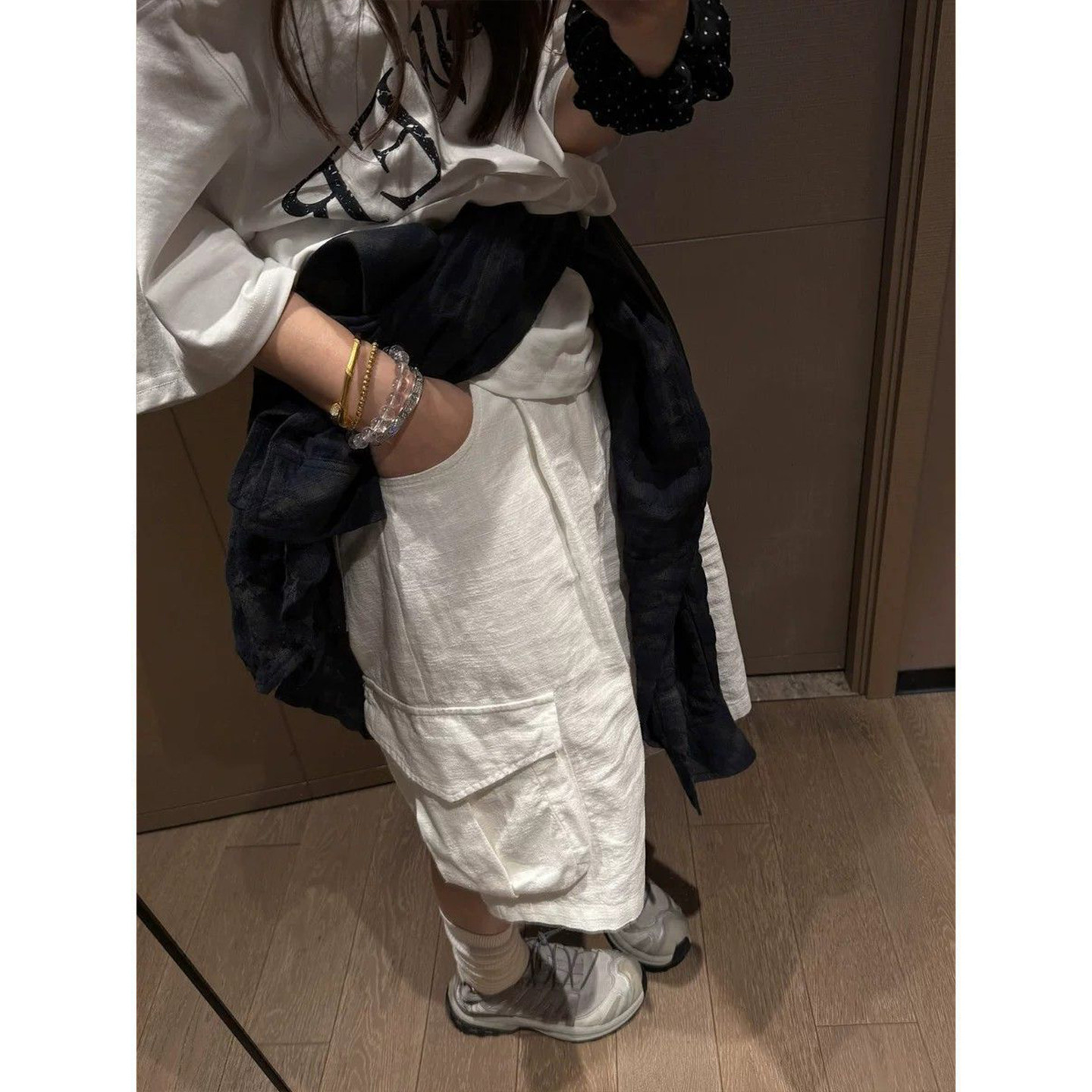 Bonheur韩系白色七分裤女