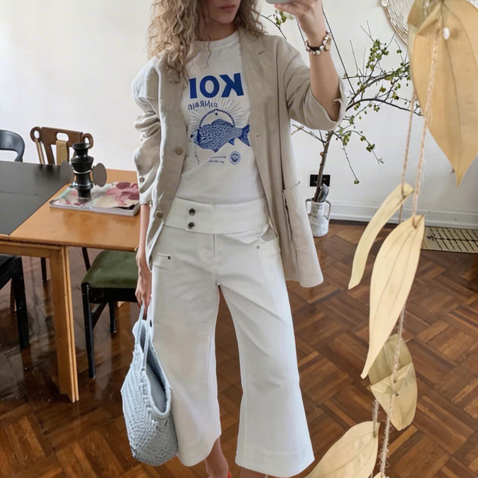 Bonheur美式复古七分裤女