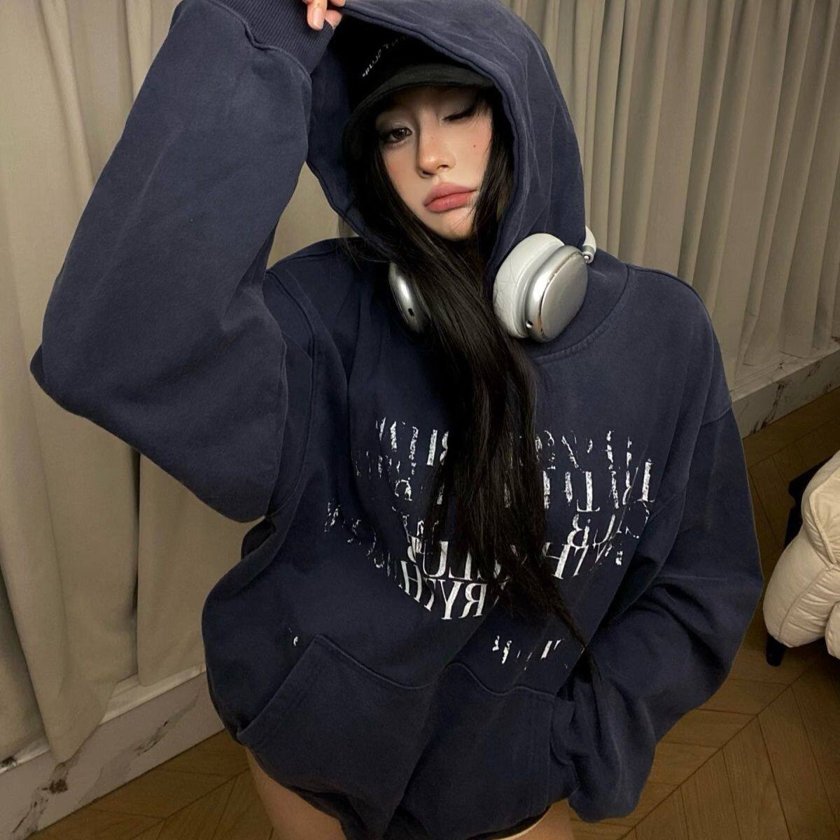 韩系复古卫衣女加绒加厚