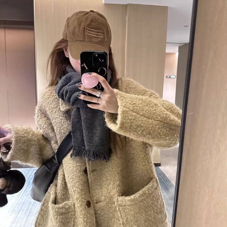 韩系复古毛毛外套女保暖