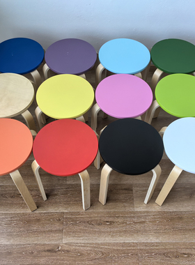 小圆凳实木凳子家用餐桌矮凳现代简约成人坐凳可叠放多色椅子餐凳