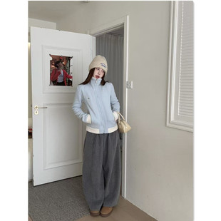 柔软毛绒立体剪裁防风保暖显瘦拉链短外套女 雾岛听风 大福Dafu