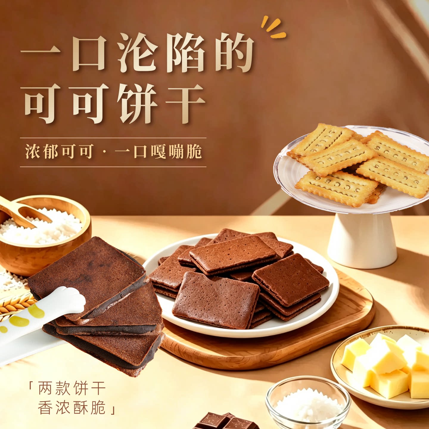 商超同款布朗尼可可脆榛子黑巧克薄脆饼干下午茶点心休闲小零食