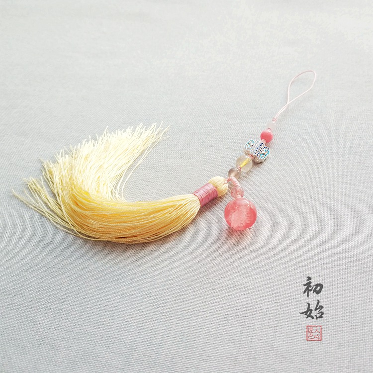 原创设计手工天然水晶胸针流苏穗子棉麻袍子配饰中式旗袍压襟挂件