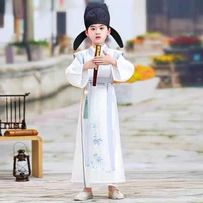 幼儿童古装男童汉服小男孩唐朝李白诗人经典国学诗词朗诵演出服装