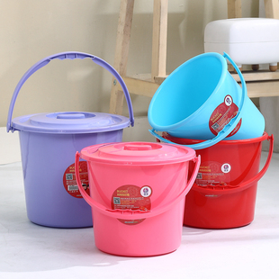 加厚小号手提水桶宿舍家用擦窗户洗车桶塑料带盖储水圆桶挖沙桶