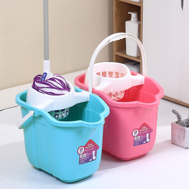 亮宝家用拖把桶挤水桶塑料旋转手压拧水免手洗长单桶带滑轮大容量