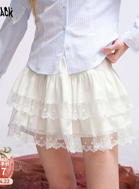 妖精的口袋白色蕾丝甜美半身裙女2026春夏新款蛋糕裙公主裙短裙子