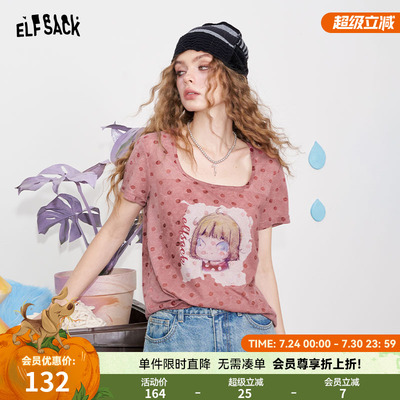 妖精的口袋波点卡通印花短袖t恤