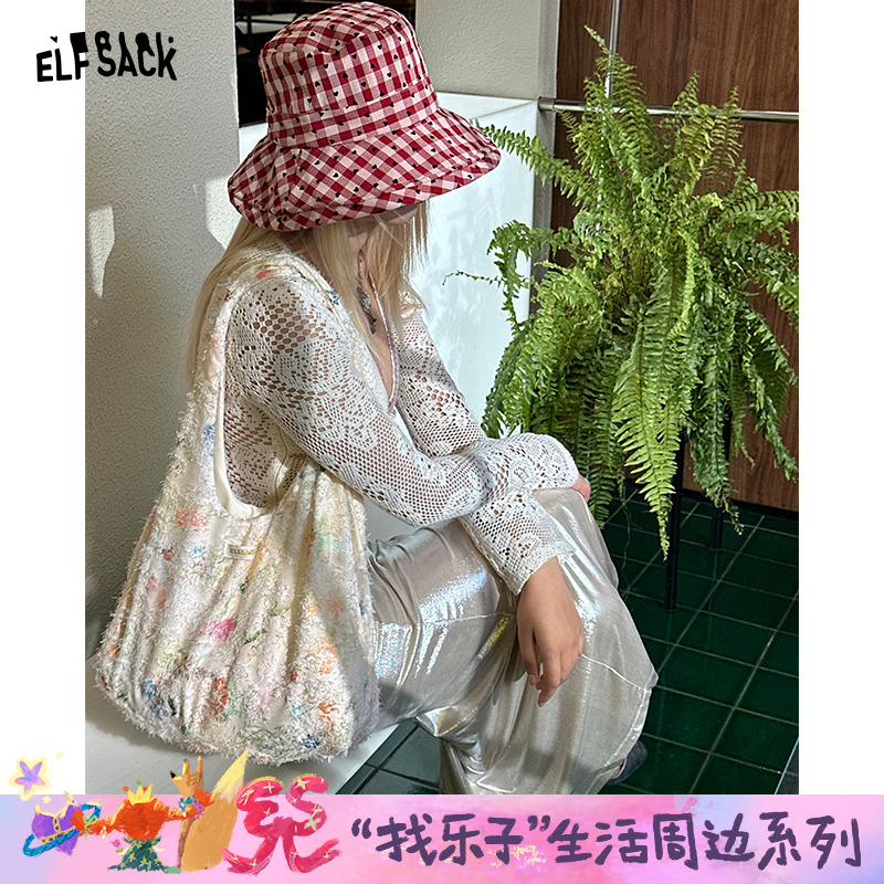 妖精的口袋慵懒风碎花帆布包2025新款设计感度假风大容量单肩包包