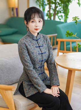 筠雅冬季新款唐装女中国风小袄夹加厚保暖新中式盘扣棉衣女24J370