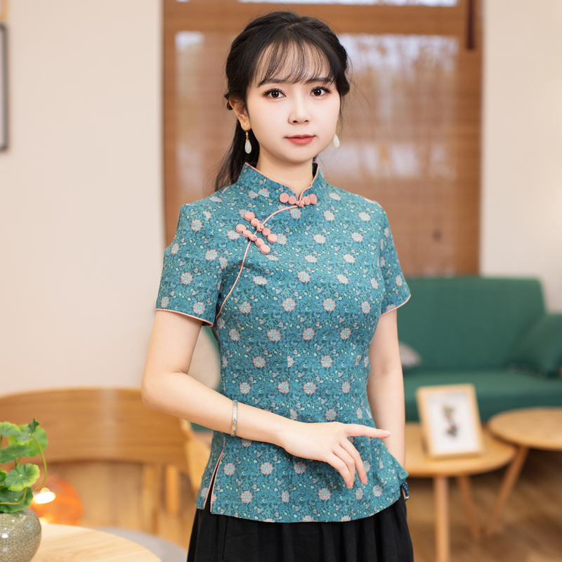 中国风唐装筠雅收腰显瘦茶服