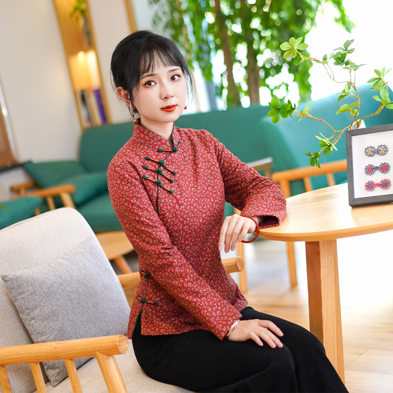 筠雅加厚旗袍小棉袄唐装女冬季棉衣棉服夹棉保暖新中式外套24J357