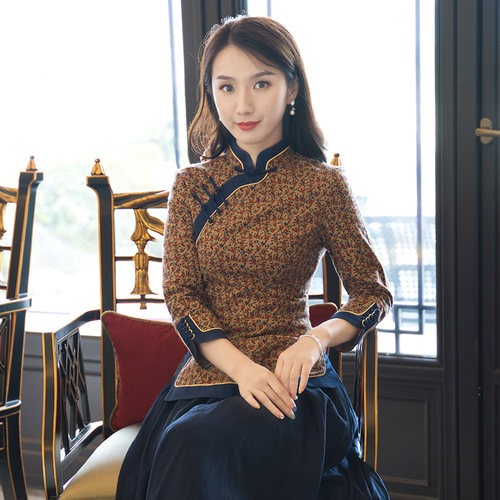 旗袍式上衣唐装改良版女