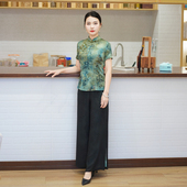 筠雅夏季 复古温婉减龄气质两件套女24J212 显瘦中国风套装 新款 修身