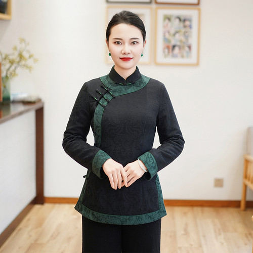 筠雅冬季新款唐装女中国风旗袍小袄夹棉加厚保暖新中式棉衣24J445