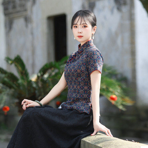 改良半身唐装上衣女夏季新款