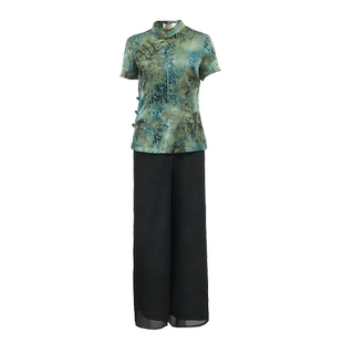 筠雅夏季新款修身显瘦中国风套装复古温婉减龄气质两件套女24J212