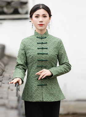 筠雅唐装女冬季新款中国风年轻款改良旗袍上衣中式女装外套23J630