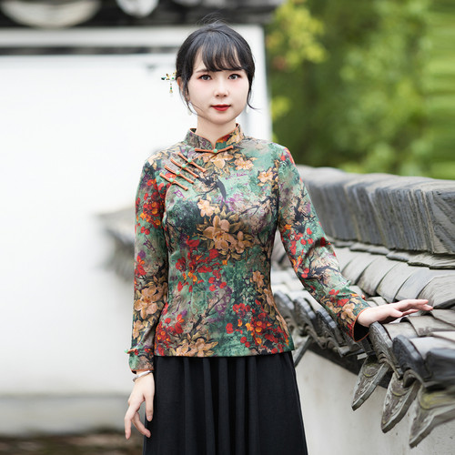 筠雅新中式国风唐装女装复古外套上衣2026新款春秋收腰显瘦24R042