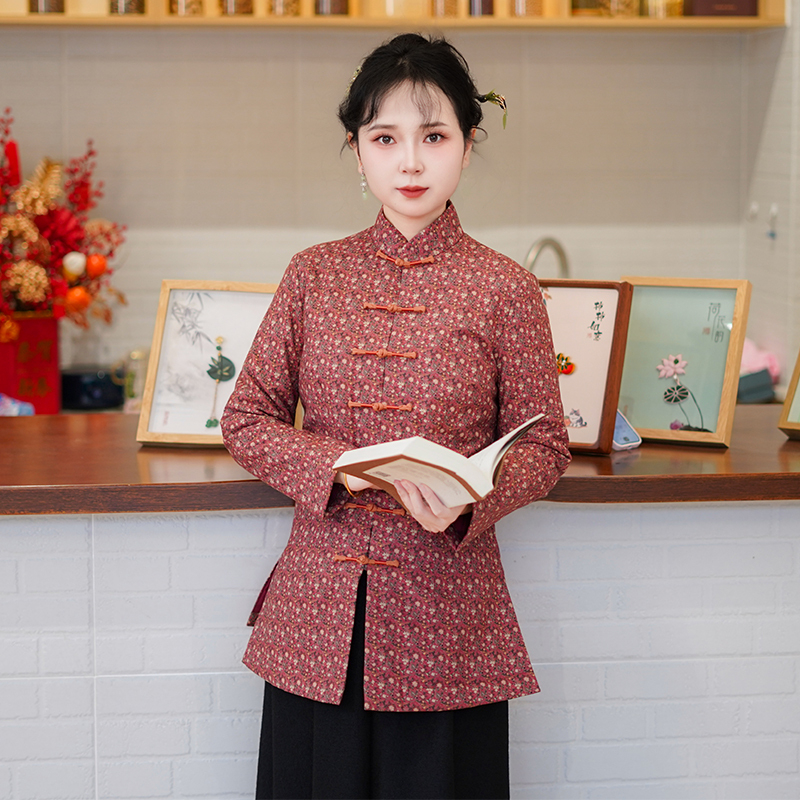 筠雅冬季新款加厚保暖唐装上衣女旗袍棉衣棉服中式盘扣女装25J493