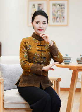 筠雅冬季新款唐装女中国风小袄夹棉加厚保暖新中式盘扣棉衣24R808