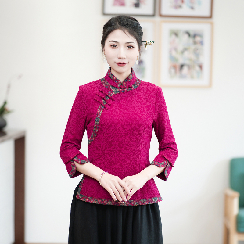 筠雅新中式国风唐装女装古韵国风外套上衣2025新款春秋茶艺24J065