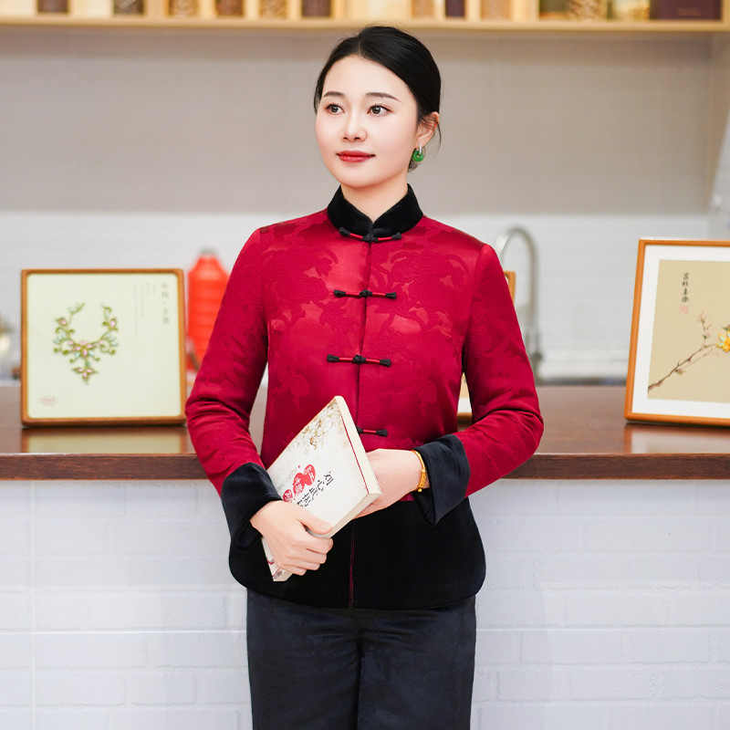 筠雅冬季新款中国风唐装小袄夹棉加厚保暖新中式盘扣棉衣女26Y009