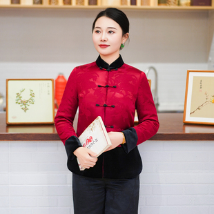 筠雅冬季新款中国风唐装小袄夹棉加厚保暖新中式盘扣棉衣女26Y009