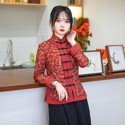 筠雅春季新款新中式复古显瘦旗袍式上衣时尚气质唐装上衣女25J045