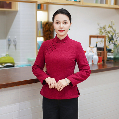 筠雅冬季新款唐装女中国风旗袍小袄夹棉保暖新中式盘扣棉衣24J473