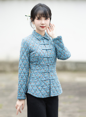 筠雅秋冬中国风棉麻棉服女盘扣唐装加厚旗袍小棉袄夹棉外套23J707