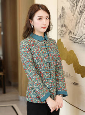 筠雅唐装棉服女中国风改良棉袄冬季偏襟夹袄中式盘扣上衣外套茶服