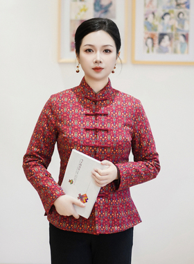 筠雅冬季新款唐装女中国风旗袍小袄加厚保暖新中式盘扣棉衣24J449