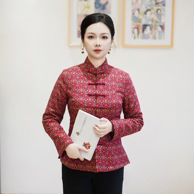 筠雅冬季新款唐装女中国风旗袍小袄加厚保暖新中式盘扣棉衣24J449