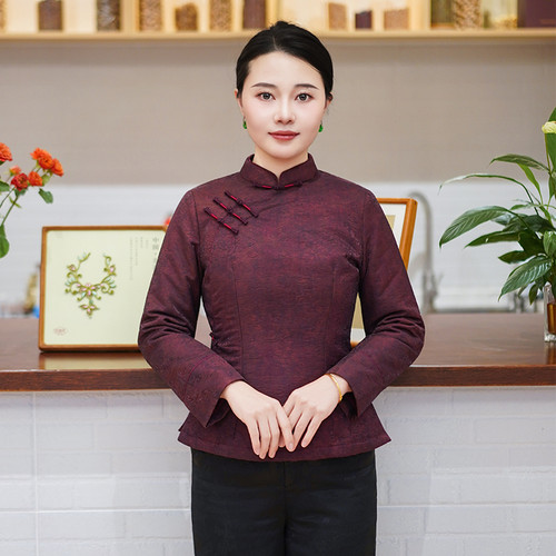 筠雅冬季新款唐装女中国风小袄夹棉加厚保暖新中式盘扣棉衣26Y006