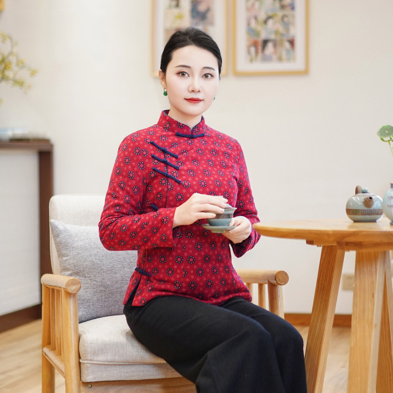 筠雅冬季新款加厚保暖唐装上衣显瘦年轻款棉衣棉服中式女装24J430