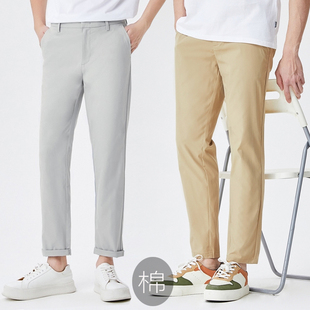 小脚休闲百搭小个子免烫透气裤 裤 薄款 纯棉夏季 袢腰夏天 子男九分裤