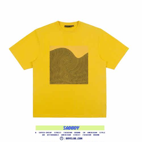 复古欧美潮牌抽象线条短袖T恤