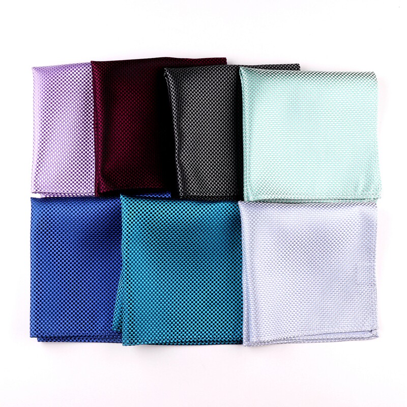 JAPANESE MONOCHROME WOVEN JACQUARD SILK POCKET TOWEL MENS FORMAL SUIT ACCESSORIES MULBERRY SILK SMALL SQUARE SCARF FINE PLAID CHEST SCARF