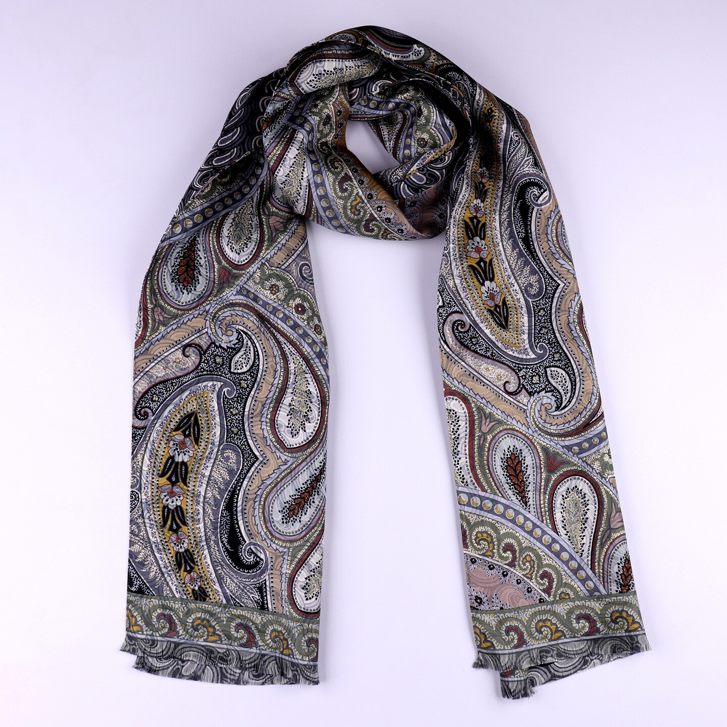 出口欧美外贸余单真丝双面印花围巾桑蚕丝长款男士百搭长巾围脖